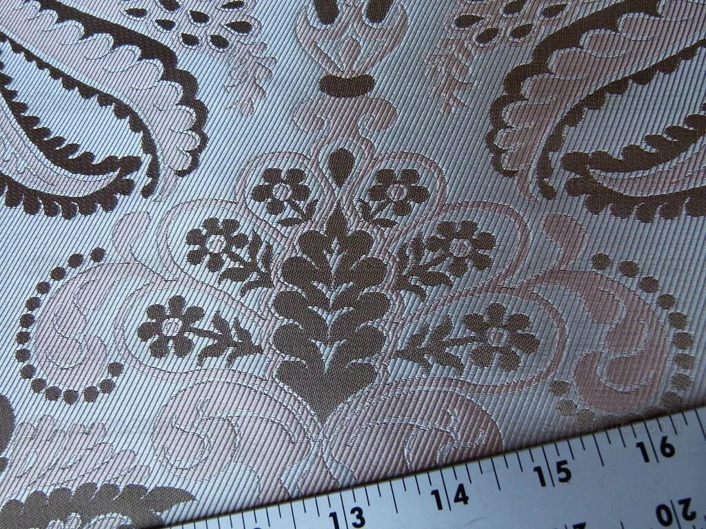 By Yd 100% Silk Lampas Edina Blush Pink Classic Artichoke