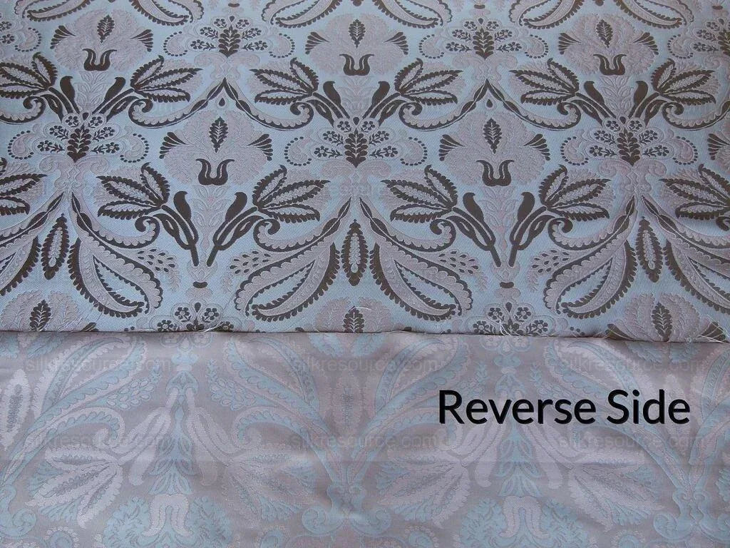 By Yd 100% Silk Lampas Edina Blush Pink Classic Artichoke