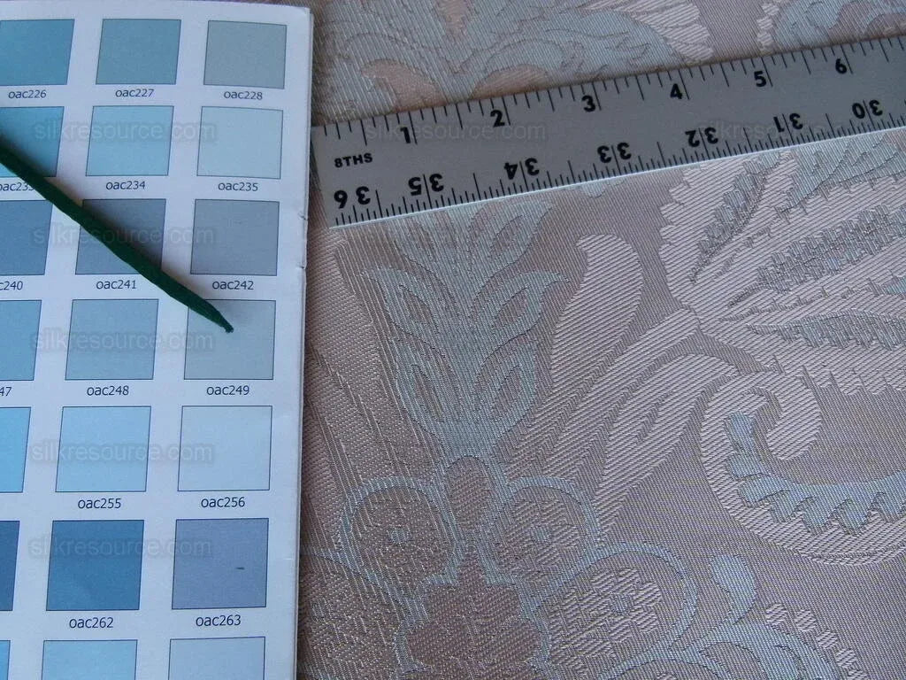 By Yd 100% Silk Lampas Edina Blush Pink Classic Artichoke