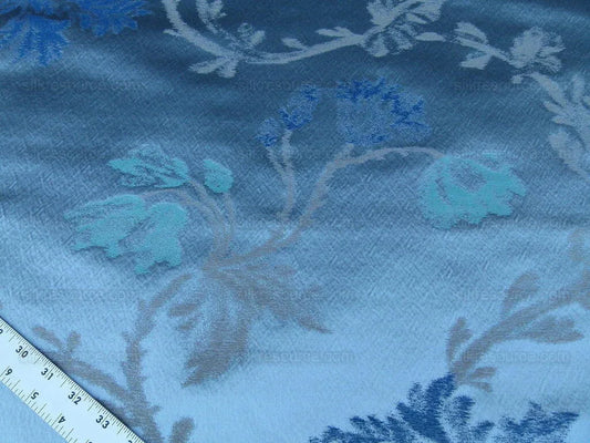 Scalamandre Mallorcan Garden Blue Jay Magical Silk Lampas Mediterranean Rose MSRP USD 324/Y