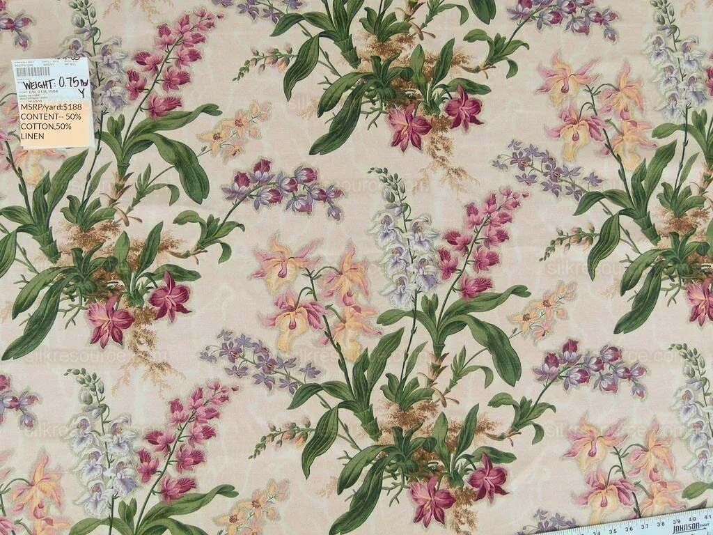 By yard Scalamandre Marlyn Park Fh Multi/peach Linen MSRP USD 188/Y