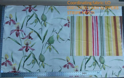 Scalamandre Grey Watkins Lady Slippers Stripe Multi Pink Green Yellow Print MSRP USD 236/yard