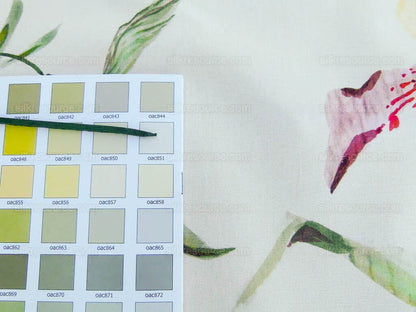 Scalamandre Lady Slippers Grey Watkins Cream Print Orchid Cotton Tropical  MSRP USD 236/Y