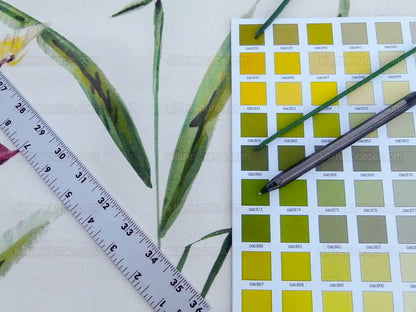 Scalamandre Lady Slippers Grey Watkins Cream Print Orchid Cotton Tropical  MSRP USD 236/Y