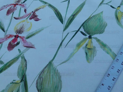 0.75Y Scalamandre Grey Watkins Lady Slippers Orchid Print Blue Pink MSRP USD 236/Y (Copy)