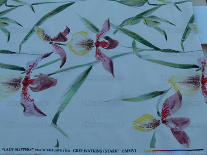 0.75Y Scalamandre Grey Watkins Lady Slippers Orchid Print Blue Pink MSRP USD 236/Y (Copy)