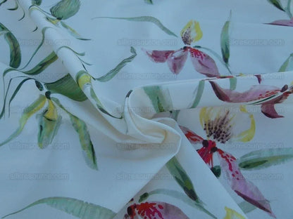 Scalamandre Grey Watkins Lady Slippers Orchid Print Blue Pink MSRP USD 236/Y