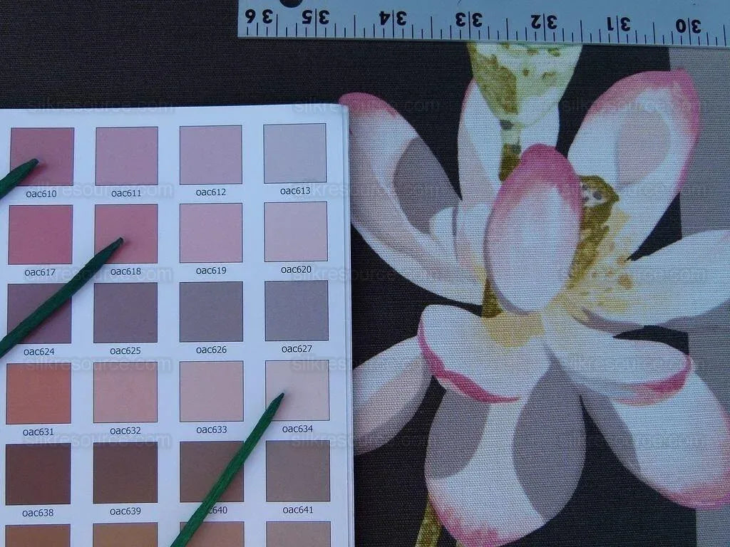 By yard Scalamandre Meiji Pond Brown Lotus Water Lily Linen Print MSRP USD312/yard