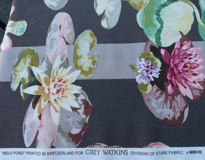 By yard Scalamandre Meiji Pond Brown Lotus Water Lily Linen Print MSRP USD312/yard