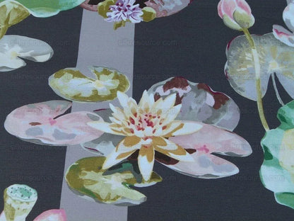 By yard Scalamandre Meiji Pond Brown Lotus Water Lily Linen Print MSRP USD312/yard