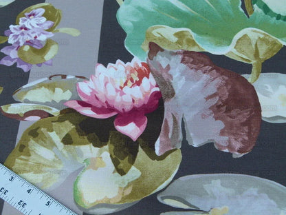 By yard Scalamandre Meiji Pond Brown Lotus Water Lily Linen Print MSRP USD312/yard
