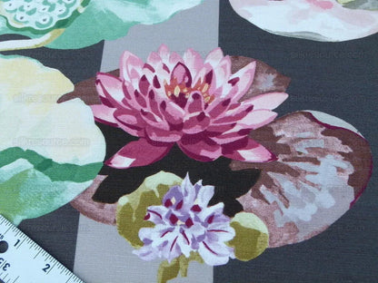By yard Scalamandre Meiji Pond Brown Lotus Water Lily Linen Print MSRP USD312/yard
