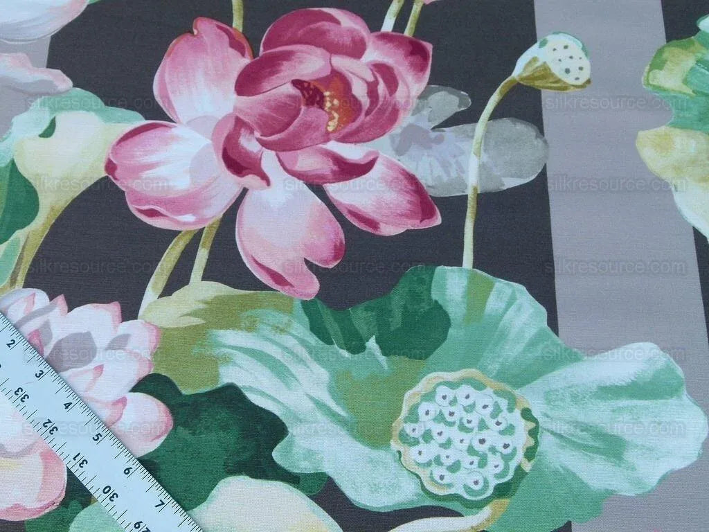 By yard Scalamandre Meiji Pond Brown Lotus Water Lily Linen Print MSRP USD312/yard