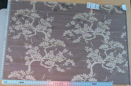 Scalamandre Yoshino Sandstone Taupe Grey Asian Penzai Magnolia Tree Cut Velvet MSRP USD 240/Y