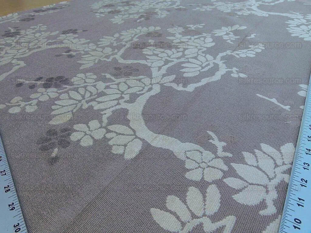 Scalamandre Yoshino Sandstone Taupe Grey Asian Penzai Magnolia Tree Cut Velvet MSRP USD 240/Y