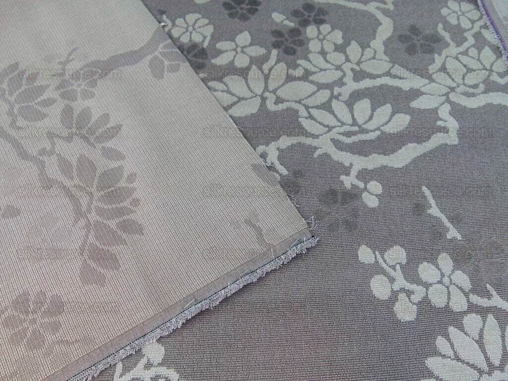 Scalamandre Yoshino Sandstone Taupe Grey Asian Penzai Magnolia Tree Cut Velvet MSRP USD 240/Y