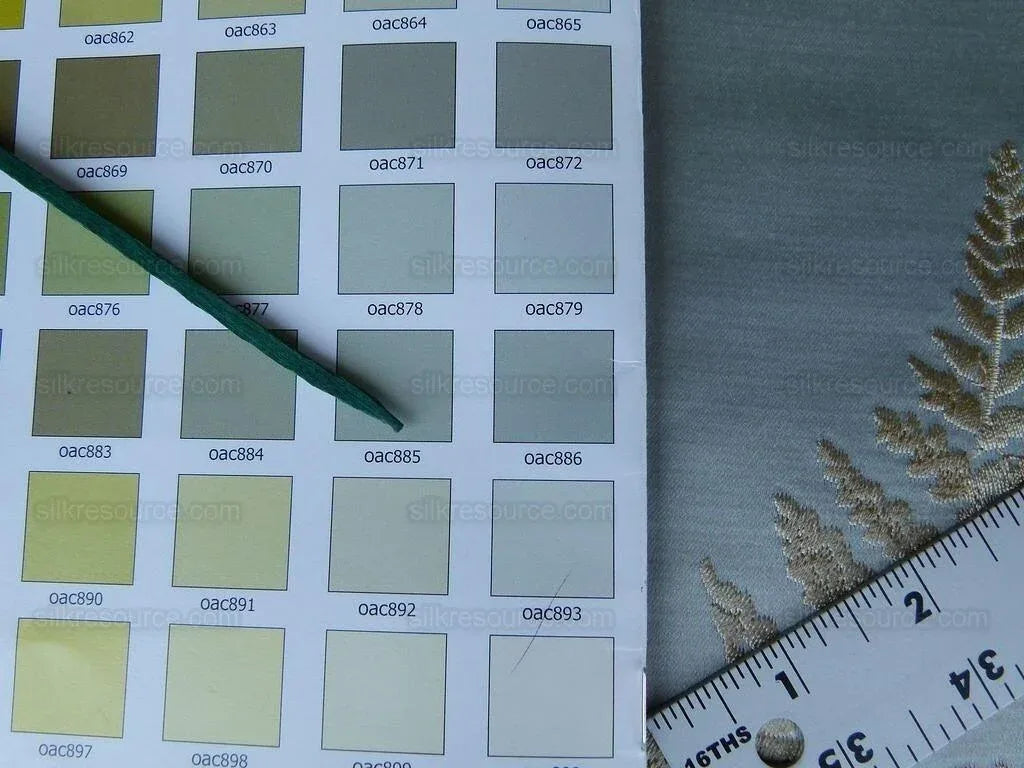 Scalamandre Hill Stead Aqua Mist Blue Fern Embroidery Foliage MSRP USD 112/Y