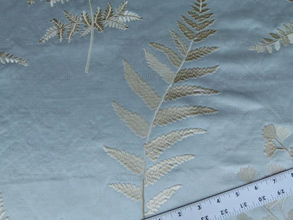 Scalamandre Hill Stead Aqua Mist Blue Fern Embroidery Foliage MSRP USD 112/Y