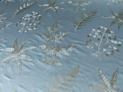 Scalamandre Hill Stead Aqua Mist Blue Fern Embroidery Foliage MSRP USD 112/Y