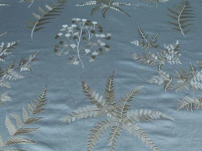 Scalamandre Hill Stead Aqua Mist Blue Fern Embroidery Foliage MSRP USD 112/Y