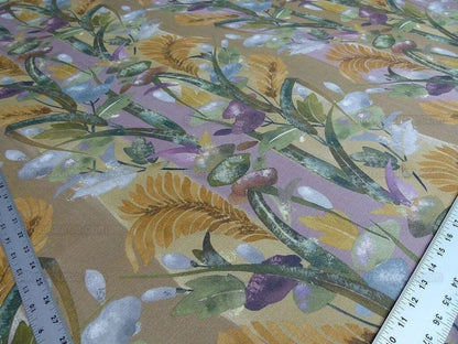 Scalamandre Fantasie Botanique Fonthill Golden Plum Purple Green Linen Foliage MSRP USD/220Yd