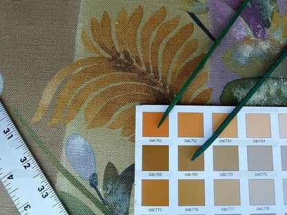 Scalamandre Fantasie Botanique Fonthill Golden Plum Purple Green Linen Foliage MSRP USD/220Yd