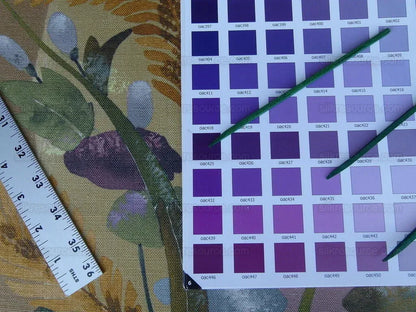 Scalamandre Fantasie Botanique Fonthill Golden Plum Purple Green Linen Foliage MSRP USD/220Yd