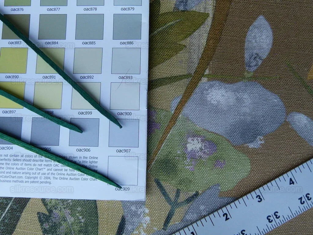 Scalamandre Fantasie Botanique Fonthill Golden Plum Purple Green Linen Foliage MSRP USD/220Yd