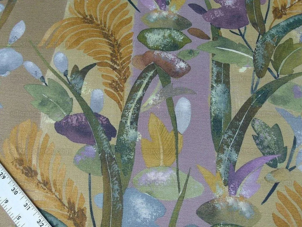 Scalamandre Fantasie Botanique Fonthill Golden Plum Purple Green Linen Foliage MSRP USD/220Yd