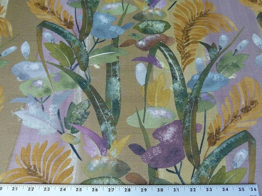 Scalamandre Fantasie Botanique Fonthill Golden Plum Purple Green Linen Foliage MSRP USD/220Yd