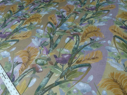 Scalamandre Fantasie Botanique Fonthill Golden Plum Purple Green Linen Foliage MSRP USD/220Yd