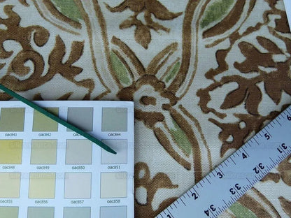 Scalamandre Grafton Brown/green Medallion Renaissance Print MSRP USD 292/Yd