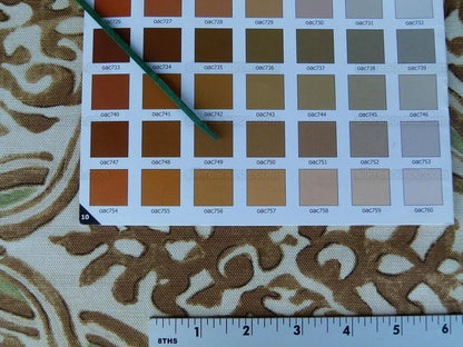 Scalamandre Grafton Brown/green Medallion Renaissance Print MSRP USD 292/Yd