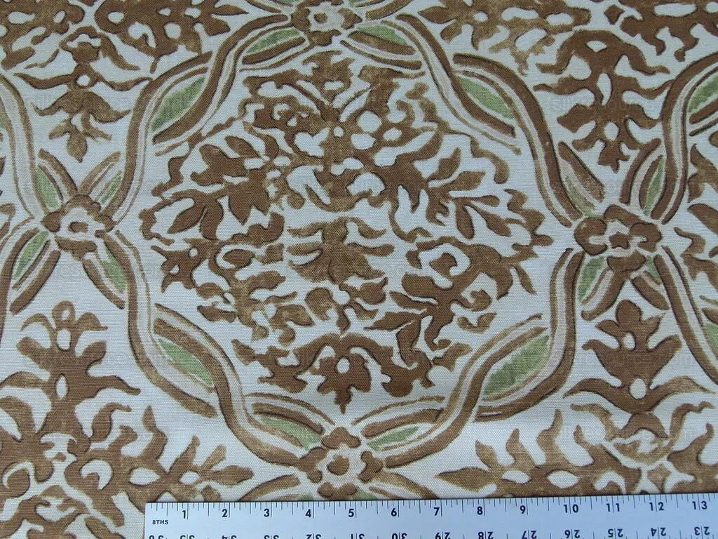 Scalamandre Grafton Brown/green Medallion Renaissance Print MSRP USD 292/Yd