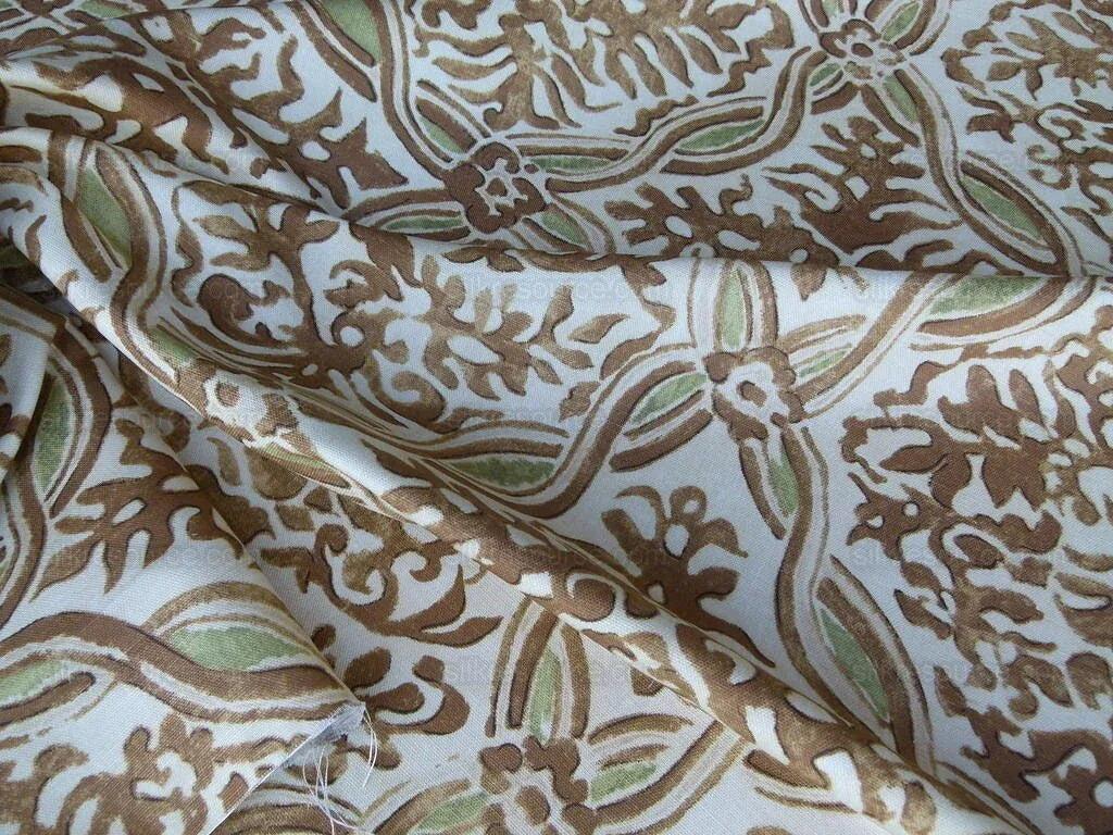 Scalamandre GRAFTON BROWN/GREEN MEDALLION PRRINT MSRP$292/YD