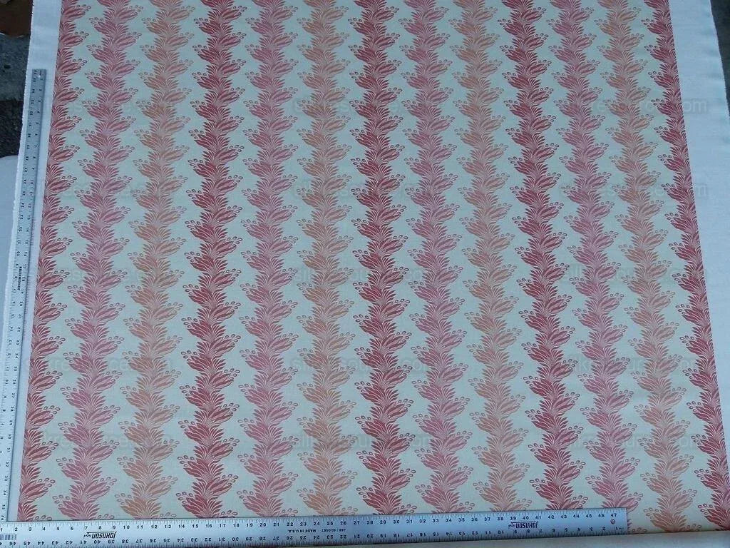 Scalamandre Denise Stripe Salmon Pink Linen Print Grey Watkins MSRP USD 236