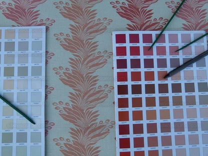 Scalamandre Denise Stripe Salmon Pink Linen Print Grey Watkins MSRP USD 236