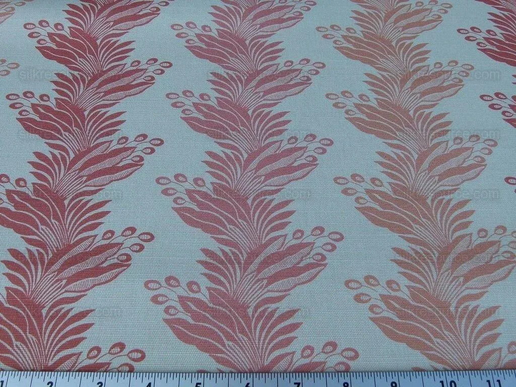 Scalamandre Denise Stripe Salmon Pink Linen Print Grey Watkins MSRP USD 236