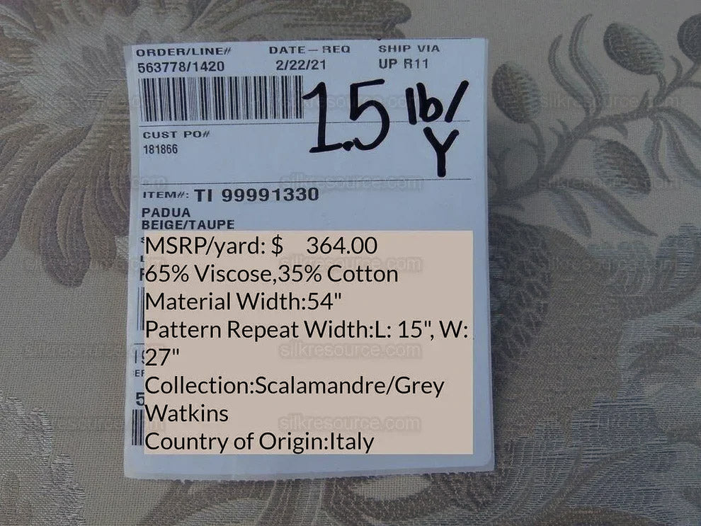 Scalamandre Grey Watkins Padua Beige Taupe Pomegranate Rose Botanical Woven Tapestry MSRP USD 364/y