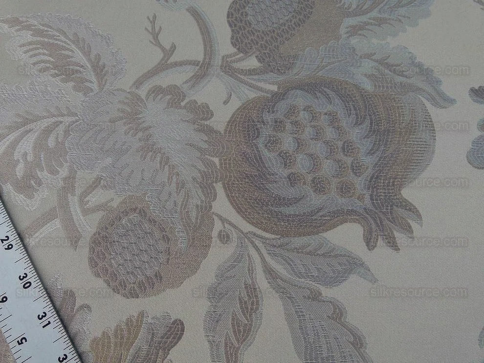 Scalamandre Grey Watkins Padua Beige Taupe Pomegranate Rose Botanical Woven Tapestry MSRP USD 364/y