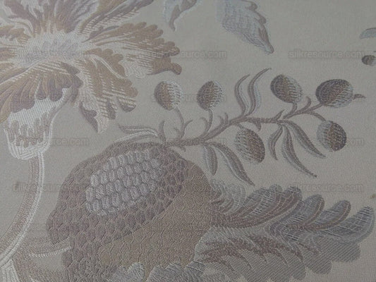 Scalamandre Grey Watkins Padua Beige Taupe Pomegranate Rose Botanical Woven Tapestry MSRP USD 364/y