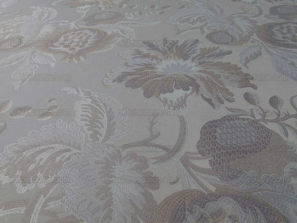 Scalamandre Grey Watkins Padua Beige Taupe Pomegranate Rose Botanical Woven Tapestry MSRP USD 364/y