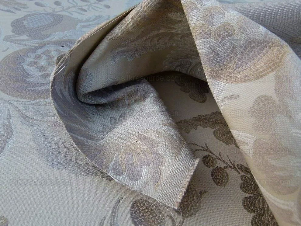 Scalamandre Grey Watkins Padua Beige Taupe Pomegranate Rose Botanical Woven Tapestry MSRP USD 364/y