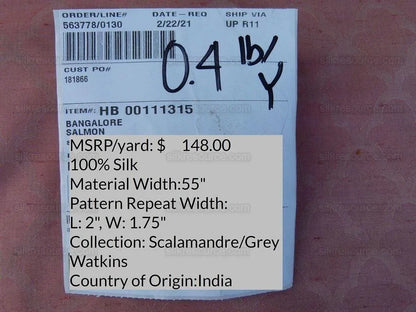 Scalamandre Bangalore Salmon 100% Silk Fish Scale Ocean Wave MSRP USD 148/Y