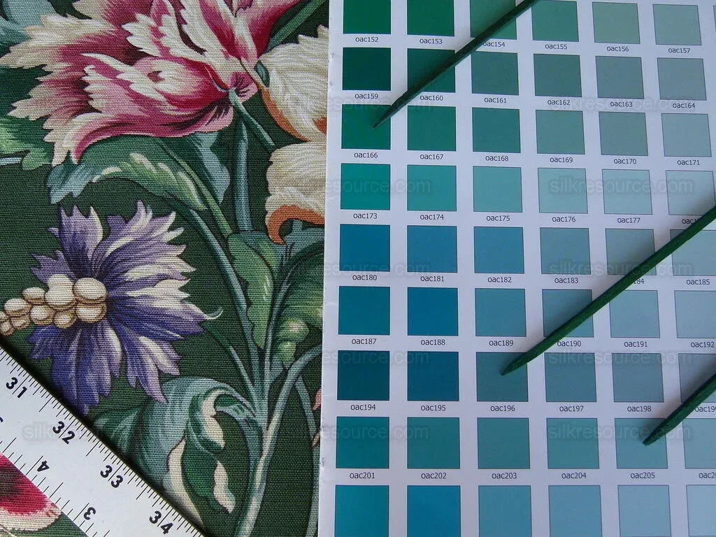 Scalamandre Les Fleurs Mysterieuses Green Tulip Rose Peony Print MSRP USD/598/y