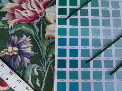 Scalamandre Les Fleurs Mysterieuses Green Tulip Rose Peony Print MSRP USD/598/y