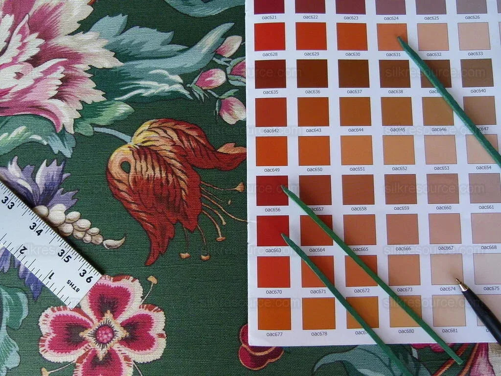 Scalamandre Les Fleurs Mysterieuses Green Tulip Rose Peony Print MSRP USD/598/y