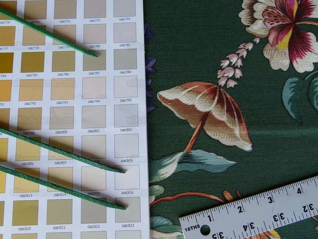 Scalamandre Les Fleurs Mysterieuses Green Tulip Rose Peony Print MSRP USD/598/y