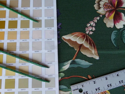 Scalamandre Les Fleurs Mysterieuses Green Tulip Rose Peony Print MSRP USD/598/y