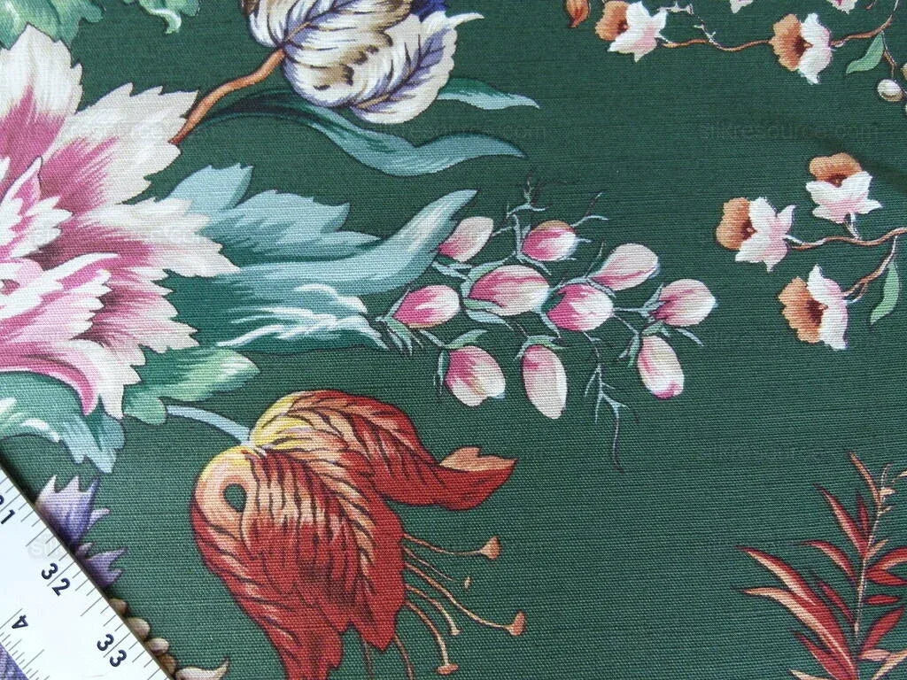 Scalamandre Les Fleurs Mysterieuses Green Tulip Rose Peony Print MSRP USD/598/y